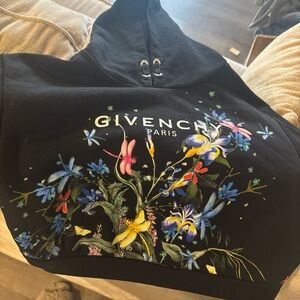 Givenchy Black Hoodie with Multicolor Floral Accents
